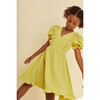 Caroline Vichy Crossover V-Neck Dress, Fluo Yellow - Dresses - 4