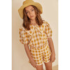 Sienna Vichy Flared Cut Checked Seersucker Short, Caramel - Shorts - 2