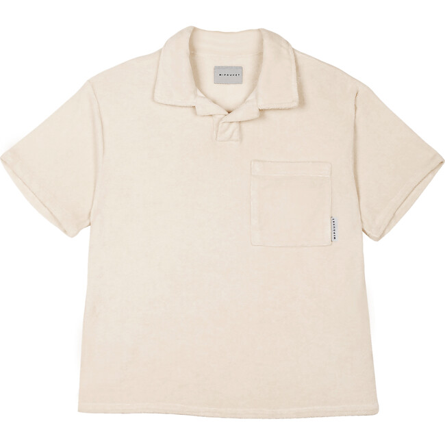 Nicolo Terry Straight Cut Short Sleeve Polo Shirt, Ecru - Polo Shirts - 1