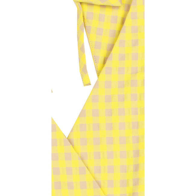 Caroline Vichy Crossover V-Neck Dress, Fluo Yellow - Dresses - 5