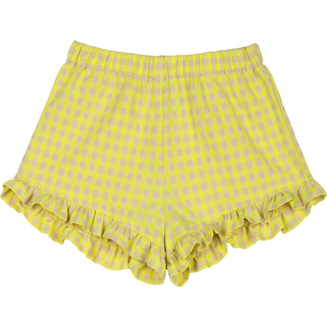 Colette Vichy Checked Ruffle Hem Short, Fluo Yellow