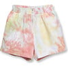 Twill Metal Zipper Tie-Dye Cinch Waist Shorts, Sunset - Shorts - 1 - thumbnail