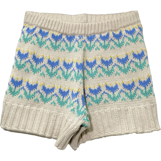Floral Knit Bottom Twin Set, Cream