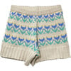 Floral Knit Bottom Twin Set, Cream - Shorts - 1 - thumbnail