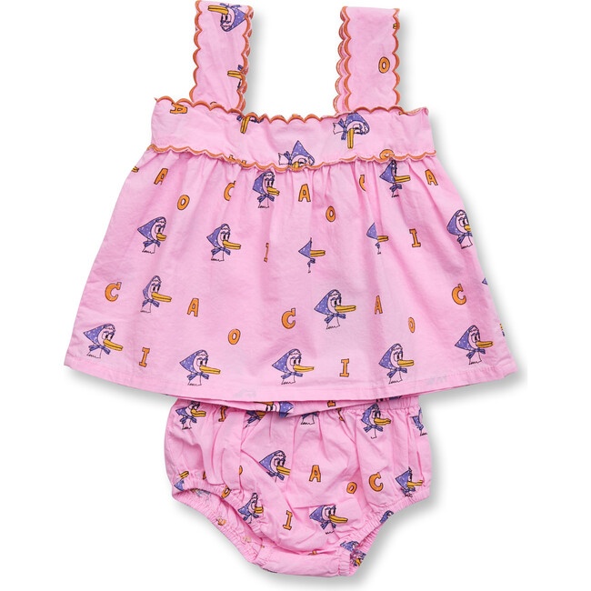 Baby Scallop Edge Top And Bloomer Floral Cami Set, Candy Duck