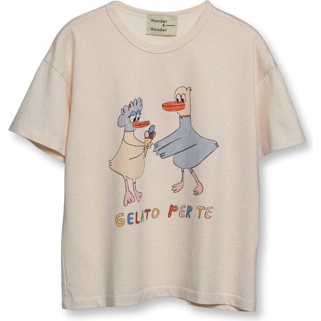 Gelato Per Te Boxy Fit Short Sleeve Print Tee, Cream - T-Shirts - 1