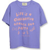 Pasta Boxy Fit Short Sleeve Print Tee, Periwinkle - T-Shirts - 1 - thumbnail