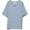 Henley Woven Ribbed Collar Pullover Check Shirt, Cloud - Shirts - 1 - thumbnail