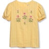 Boxy Fit Puff Sleeve Embroidered Blouse, Buttercup - Blouses - 1 - thumbnail