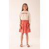 Gathered Woven Contrast Binded Pocket Check Skirt, Red - Skirts - 2
