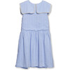 Miuccia Woven Contrast Binded Sailor Collar Sleeveless Long Dress, Sky Blue - Dresses - 1 - thumbnail