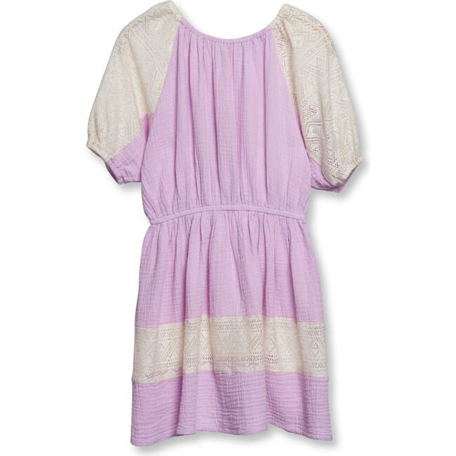 Chiara Woven Puff Sleeve Dress, Lilac Crinkle