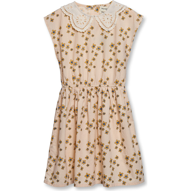 Lupita Woven Lace Collar Sleeveless Floral Long Dress, Ecru - Dresses - 1