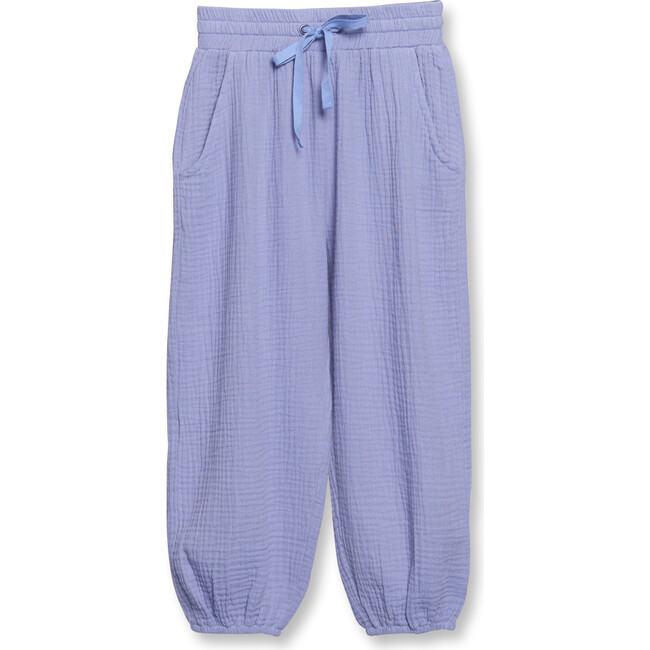 Drawstring Woven Long Pants, Orchid Crinkle