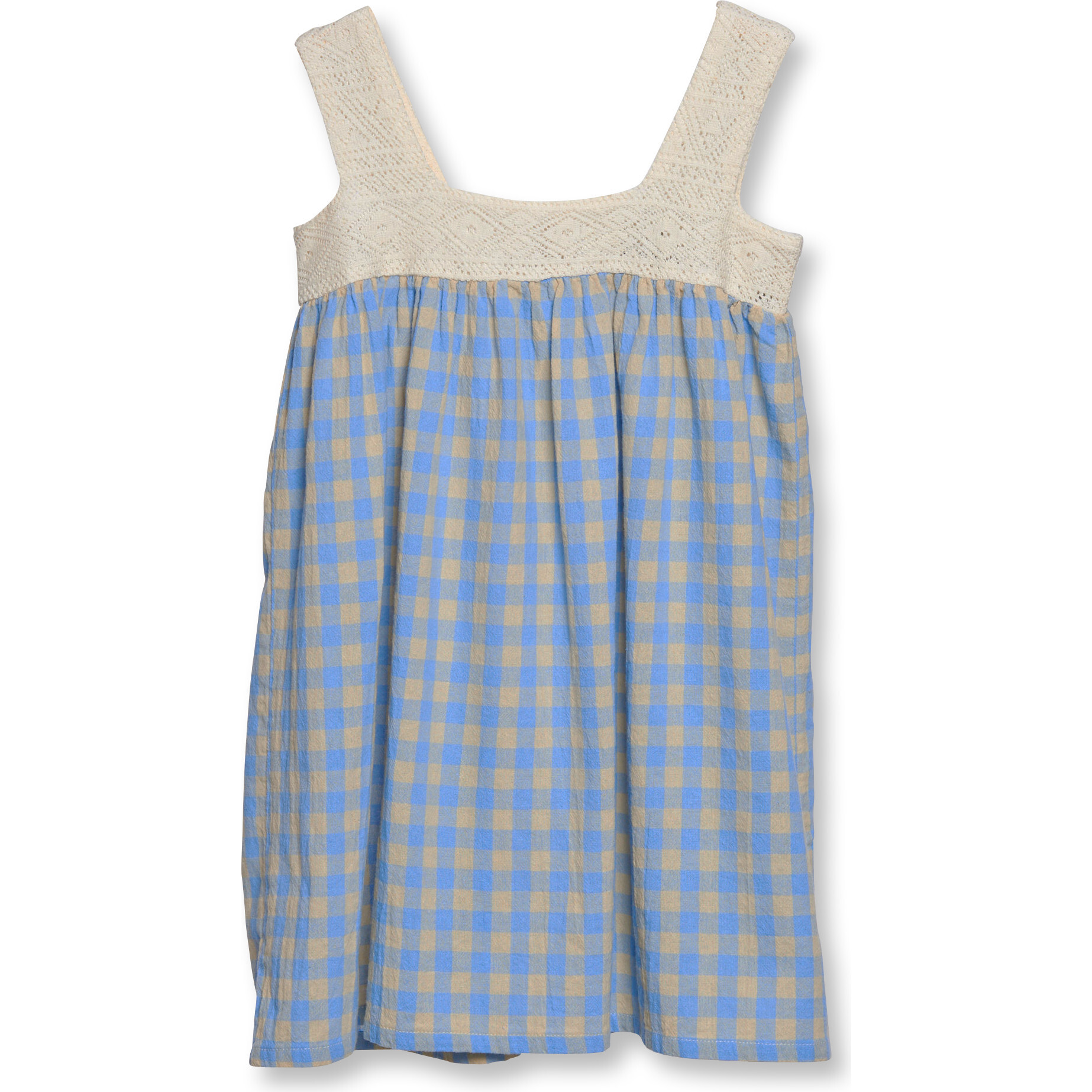 Giorgia Woven Pinafore Check Dress, Sky - Dresses - 1