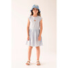 Franca Woven Scallop Edge Sleeveless Stripe Long Dress, Blue - Dresses - 2 - thumbnail