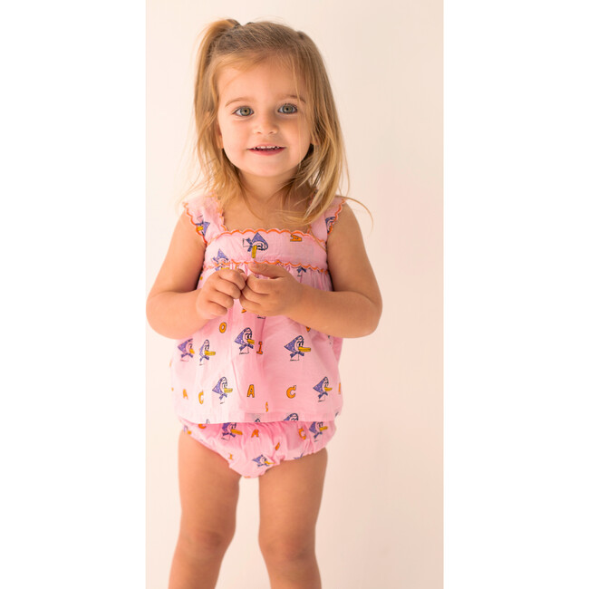 Baby Scallop Edge Top And Bloomer Floral Cami Set, Candy Duck - Mixed Apparel Set - 2