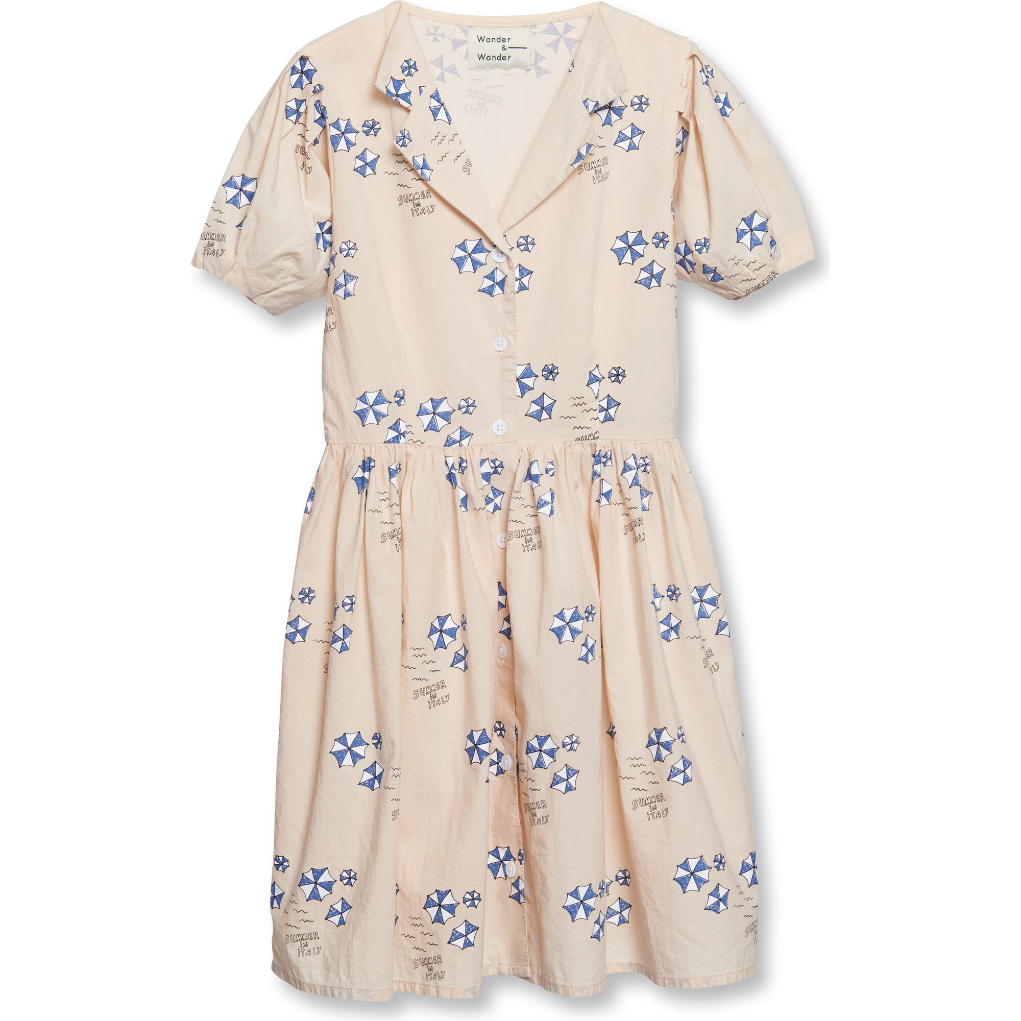 Sienna Woven Lapel Collar Puff Sleeve Long Dress, Sand Beach - Dresses - 1