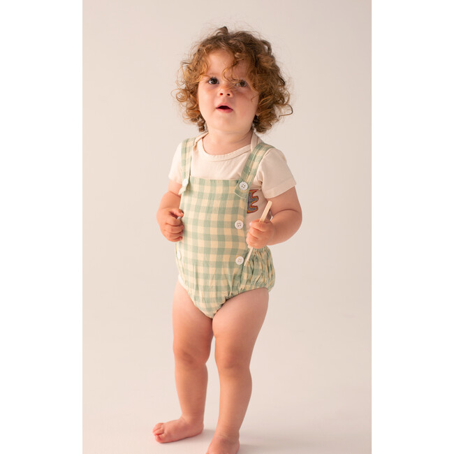 Baby Woven Gingham Romper, Cloud - Bloomers - 2