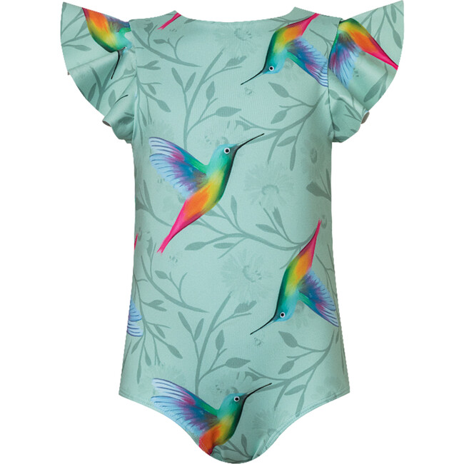 Baby Dayana Flounce Sleeve Open Back One-Piece Swimsuit, Oli