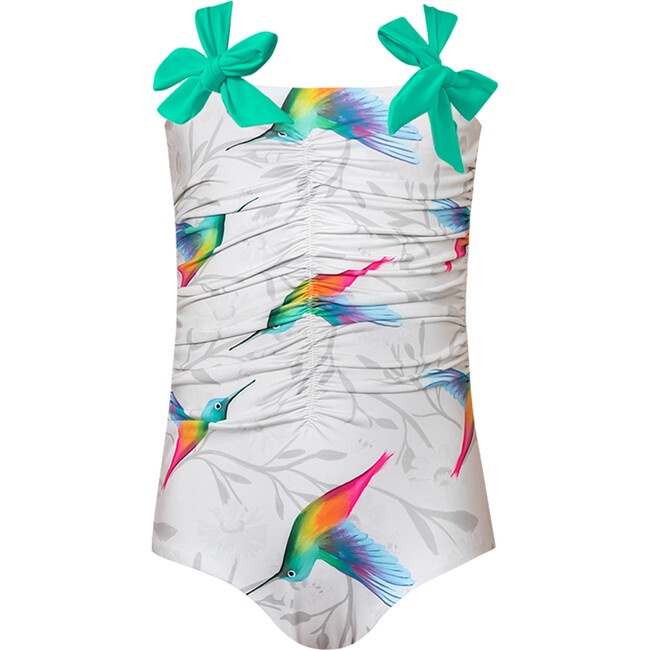 Baby Coco Ruched Bodice Tie Shoulder One-Piece Swimsuit, Oli