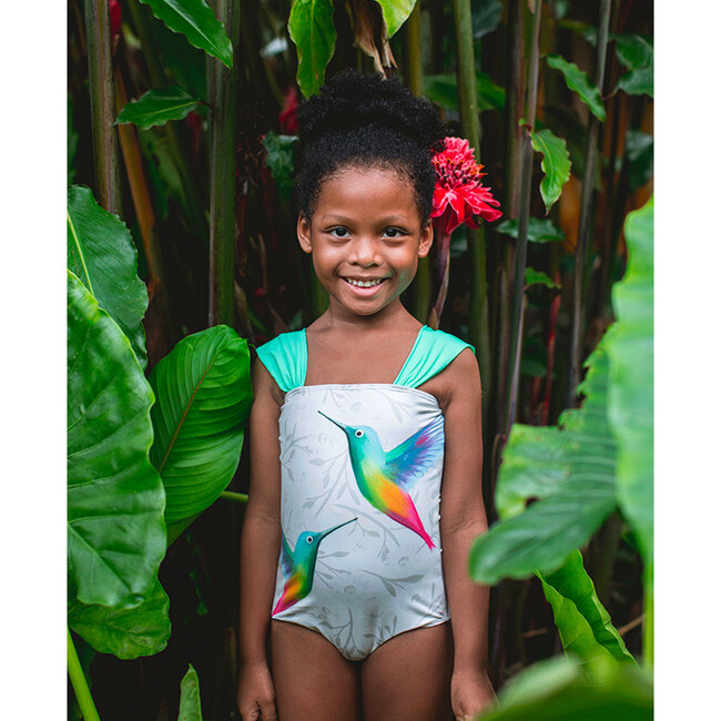 Baby Palm Print One-Piece Swimsuit, Oli - One Pieces - 2