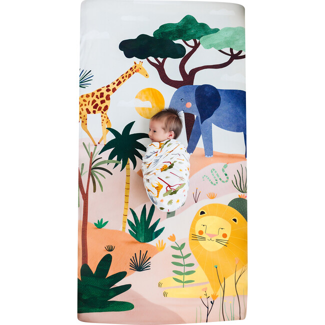 Crib Sheet And Swaddle Bundle, In the Savanna - Swaddles - 2