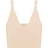 Women's Gretta Knit V-Neck Sleeveless Crop Top, Cream - Tank Tops - 1 - thumbnail