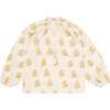 Women's Loretta Floral Print V-Neck Long Cuffed Sleeve Blouse, Beige - Blouses - 1 - thumbnail