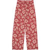 Women's Sienna Floral Print High Waist Zipped And Buttoned Pant, Red - Pants - 1 - thumbnail