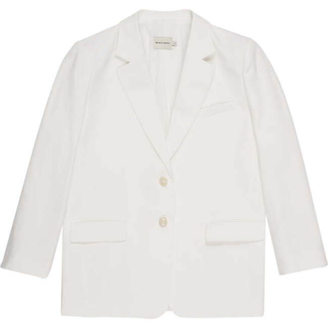 Women's Capri Lapel Collar Flap Pockets 2-Button Jacket, White