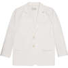 Women's Capri Lapel Collar Flap Pockets 2-Button Jacket, White - Shorts - 1 - thumbnail