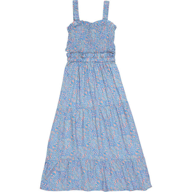 Women's Albertina Floral Print Smock Ruffled Chest Strap Dress, Blue
