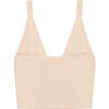 Women's Gretta Knit V-Neck Sleeveless Crop Top, Cream - Tank Tops - 3