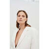Women's Capri Lapel Collar Flap Pockets 2-Button Jacket, White - Shorts - 2