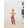 Women's Sienna Floral Print High Waist Zipped And Buttoned Pant, Red - Pants - 2