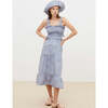 Women's Albertina Floral Print Smock Ruffled Chest Strap Dress, Blue - Dresses - 2