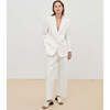Women's Capri Lapel Collar Flap Pockets 2-Button Jacket, White - Shorts - 3