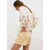 Women's Loretta Floral Print V-Neck Long Cuffed Sleeve Blouse, Beige - Blouses - 3