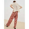 Women's Sienna Floral Print High Waist Zipped And Buttoned Pant, Red - Pants - 3