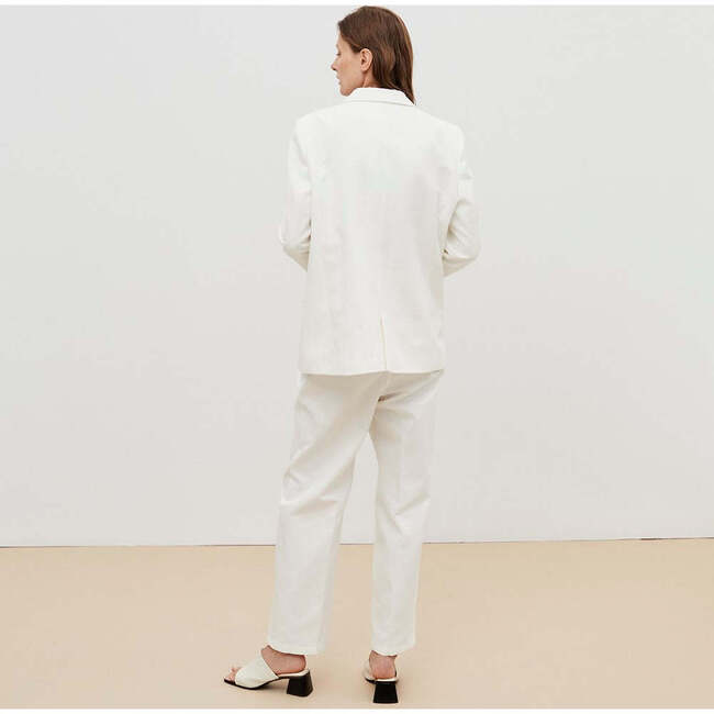 Women's Capri Lapel Collar Flap Pockets 2-Button Jacket, White - Shorts - 4