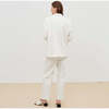Women's Capri Lapel Collar Flap Pockets 2-Button Jacket, White - Shorts - 4