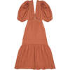 Alda Deep V-Neck Baloon Sleeve Dress, Arguilla - Dresses - 3