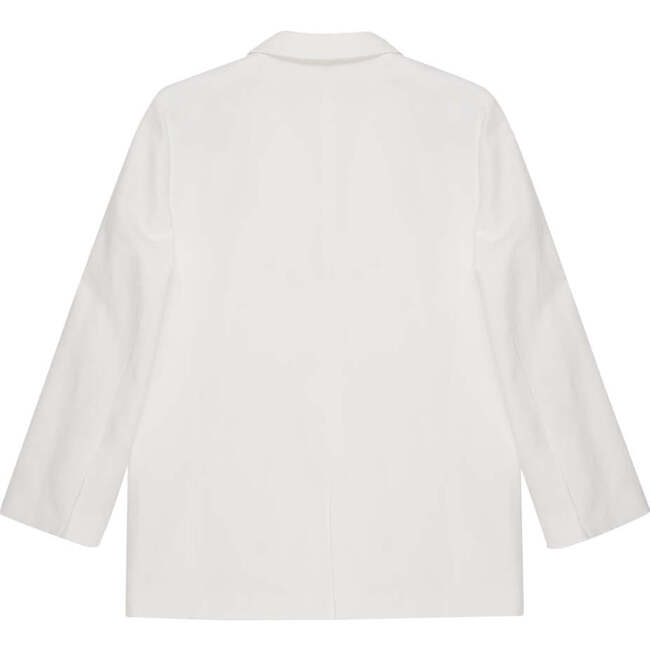 Women's Capri Lapel Collar Flap Pockets 2-Button Jacket, White - Shorts - 5