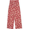 Women's Sienna Floral Print High Waist Zipped And Buttoned Pant, Red - Pants - 4
