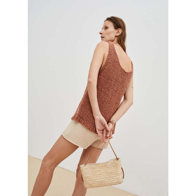Fiore Knit Round Neck Sleeveless Top, Arguilla - Tank Tops - 2