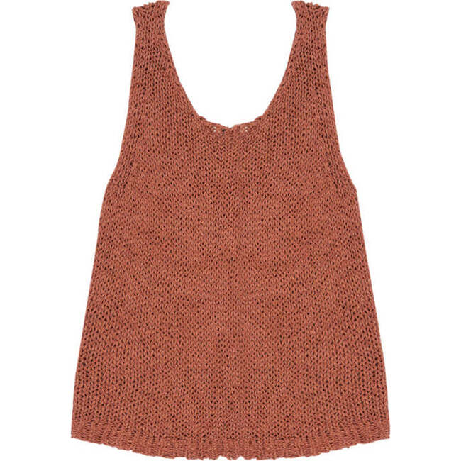 Fiore Knit Round Neck Sleeveless Top, Arguilla - Tank Tops - 3
