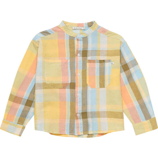 Roberta Check Round Neck Long Sleeve Buttoned Shirt, Multicolors