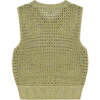 Women's Turi Knit Ribbed V-Neck And Hem Sleeveless Waistcoat, Green - Tank Tops - 2
