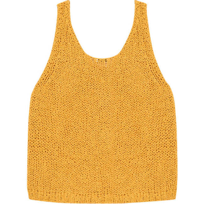 Fiore Knit Round Neck Sleeveless Top, Apperol - Tank Tops - 4